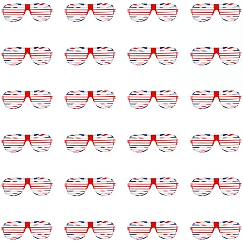 Union-Jack-Sonnenbrille, 24 Stück, Rot, Weiß und Blau, für Erwachsene, Herren, Damen, Großbritannien, VE-Tag, Commonwealth, Straßenparty, Kostümzubehör von I LOVE FANCY DRESS