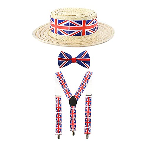 Union Jack Zubehör Set - 1 Stück - Union Jack Hosenträger Fliege und Bootshut - Erwachsene Königskrönung VE Day Street Party Faschingskostüm von I LOVE FANCY DRESS