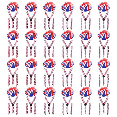 Union Jack Zubehör Set - Kunststoff Britische Flagge Bowler Hut + Hosenträger - Jubiläum Ve Day Feier Verkleidung Zubehör - 24 Stück von I LOVE FANCY DRESS