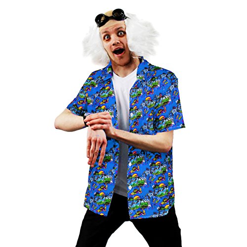 VERÜCKTER DOKTOR BRAUN ZUKUNFT=3 TEILIGE KOSTÜM VERKLEIDUNG=SCHWARZE GOOGLES/BRILLE+WEISSE HALB PERÜCKE MIT GUMMI EINSATZ +BLAUES HAWAII HEMD=ZUKUNFTS VERKLEIDUNG=FASCHING UND KARNEVAL=LARGE VERÜCKTER DOKTOR BRAUN ZUKUNFT=3 TEILIGE KOSTÜM VERKLEIDUNG=SCHWARZE GOOGLES/BRILLE+WEISSE HALB PERÜCKE MIT GUMMI EINSATZ +BLAUES HAWAII HEMD=ZUKUNFTS VERKLEIDUNG=FASCHING UND KARNEVAL=LARGE von I LOVE FANCY DRESS