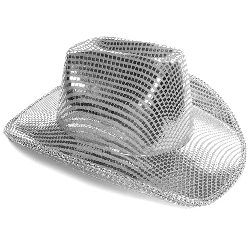 Verspiegelter Cowboyhut mit reflektierenden Disco-Fliesen - mutiges und glänzendes Kostümzubehör für Festivals, Raves, Junggesellinnenabschiede, Themenveranstaltungen und Kostümabende Verspiegelter Cowboyhut mit reflektierenden Disco-Fliesen - mutiges und glänzendes Kostümzubehör für Festivals, Raves, Junggesellinnenabschiede, Themenveranstaltungen und Kostümabende von I LOVE FANCY DRESS