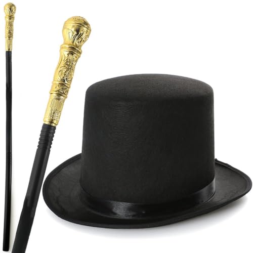 Viktorianisches Kostüm Set Erwachsene - Verkleidung Zylinder & Goldstock - Party, Weltbuchwoche, Halloween Kit, Ringmaster Set Kostüm von I LOVE FANCY DRESS