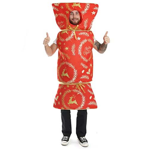 Weihnachts-Knallbonbon-Kostüm, für Erwachsene, X-Mas-Knallbonbonbon, Einheitsgröße, Rot von I LOVE FANCY DRESS