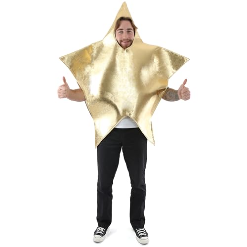 I LOVE FANCY DRESS - Weihnachtskostüm für Erwachsene, Stern-Kostüm, groß, goldfarben, mit Löchern für Gesicht und Arm, Unisex, für Herren und Damen I LOVE FANCY DRESS - Weihnachtskostüm für Erwachsene, Stern-Kostüm, groß, goldfarben, mit Löchern für Gesicht und Arm, Unisex, für Herren und Damen von I LOVE FANCY DRESS