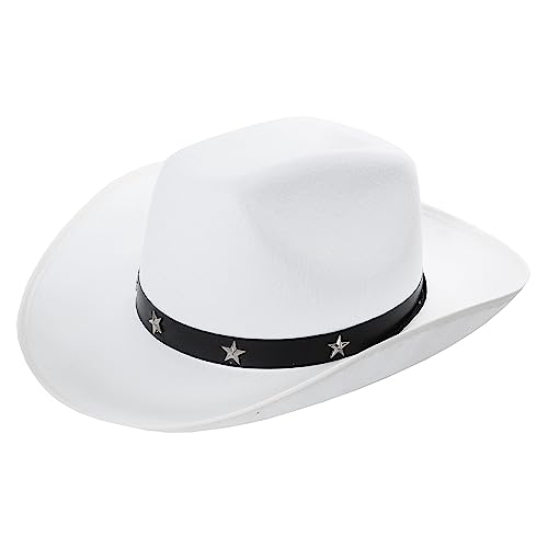 Weißer Cowboyhut mit Sternen, 1 Stück, Filz-Stern-Nieten, Cowgirl-Hut, Erwachsene, Wilder Westen, Konzert-Zubehör Weißer Cowboyhut mit Sternen, 1 Stück, Filz-Stern-Nieten, Cowgirl-Hut, Erwachsene, Wilder Westen, Konzert-Zubehör von I LOVE FANCY DRESS