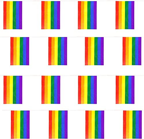 Wimpelkette mit Regenbogen-Flagge, groß, 20 x 30 cm, für Innen- und Außenbereich, für jedes Wetter, 30 m Wimpelkette mit Regenbogen-Flagge, groß, 20 x 30 cm, für Innen- und Außenbereich, für jedes Wetter, 30 m von I LOVE FANCY DRESS
