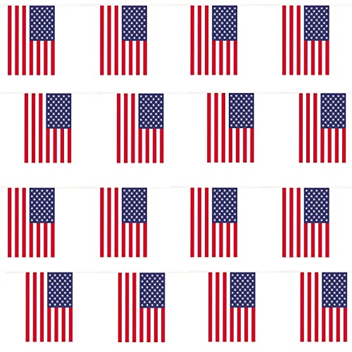 Wimpelkette mit USA-Flagge, 10m, internationale Flagge, 20x30cm, für Sport-Fans, für drinnen und draußen, Dekoration für jedes Wetter auf der ganzen Welt, Euro-Wimpelkette von I LOVE FANCY DRESS