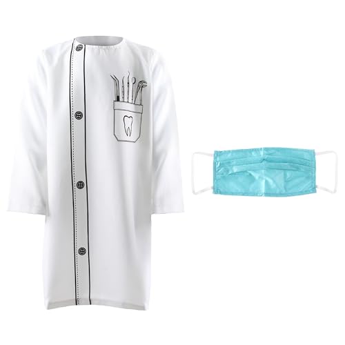 Zahnarzt-Kostüm-Set für Kinder, klein, inklusive bedrucktem weißem Mantel und blauer Gesichtsmaske, Verkleidung für Karrieretag, Rollenspiele, Schulveranstaltungen und Weltbuchtag Zahnarzt-Kostüm-Set für Kinder, klein, inklusive bedrucktem weißem Mantel und blauer Gesichtsmaske, Verkleidung für Karrieretag, Rollenspiele, Schulveranstaltungen und Weltbuchtag von I LOVE FANCY DRESS