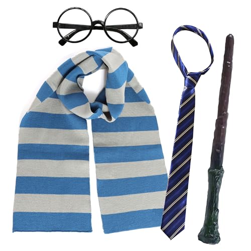 Zauberer-Kostüm-Zubehör-Set für Erwachsene, Schal, Krawattenstab, Buchwoche, Schultag, Halloween, Blau und Grau Zauberer-Kostüm-Zubehör-Set für Erwachsene, Schal, Krawattenstab, Buchwoche, Schultag, Halloween, Blau und Grau von I LOVE FANCY DRESS