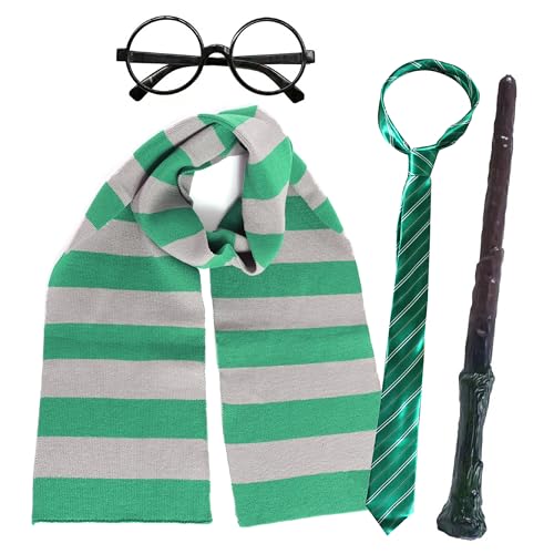 Zauberer-Kostüm-Zubehör-Set für Erwachsene, Schal, Krawattenstab, Buchwoche, Schultag, Halloween, Grün und Grau Zauberer-Kostüm-Zubehör-Set für Erwachsene, Schal, Krawattenstab, Buchwoche, Schultag, Halloween, Grün und Grau von I LOVE FANCY DRESS