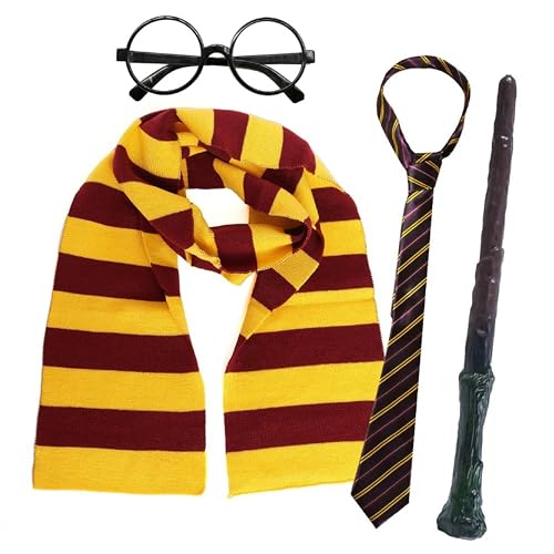 Zauberer-Kostüm-Zubehör-Set für Erwachsene, Schal, Krawattenstab, Buchwoche, Schultag, Halloween, Kastanienbraun und Gelb Zauberer-Kostüm-Zubehör-Set für Erwachsene, Schal, Krawattenstab, Buchwoche, Schultag, Halloween, Kastanienbraun und Gelb von I LOVE FANCY DRESS