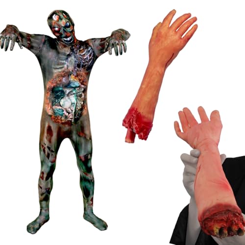 Zombie Hautanzug mit abgetrennten Armen Zubehör klein Ganzkörper-Halloween-Kostüm für Erwachsene Gruselige Untote Verkleidung für Halloween, Horrorpartys & Zombie-Spaziergänge Zombie Hautanzug mit abgetrennten Armen Zubehör klein Ganzkörper-Halloween-Kostüm für Erwachsene Gruselige Untote Verkleidung für Halloween, Horrorpartys & Zombie-Spaziergänge von I LOVE FANCY DRESS