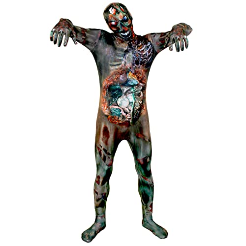 Zombie Skin Suit Halloween Faschingskostüm für Damen und Herren - Ganzkörper Untoter Zombie Print Morphsuit - Gruseliger Body für Halloween Partys von I LOVE FANCY DRESS