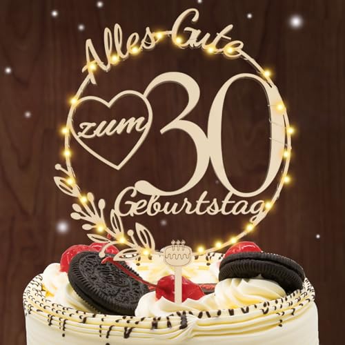 I LOVE MOM Cake Topper 30 Geburtstag Holz,30 Tortendeko Geburtstag Kuchen Deko für Mädchen Junge Frauen Mann von I LOVE MOM
