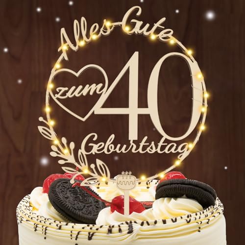 I LOVE MOM Cake Topper 40 Geburtstag Holz,40 Tortendeko Geburtstag Kuchen Deko für Mädchen Junge Frauen Mann von I LOVE MOM