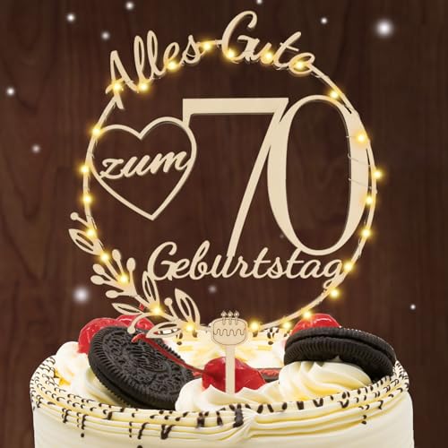 I LOVE MOM Cake Topper 70 Geburtstag Holz,70 Tortendeko Geburtstag Kuchen Deko für Mädchen Junge Frauen Mann von I LOVE MOM