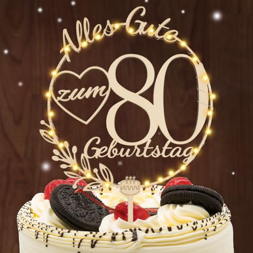 I LOVE MOM Cake Topper 80 Geburtstag Holz,80 Tortendeko Geburtstag Kuchen Deko für Mädchen Junge Frauen Mann von I LOVE MOM