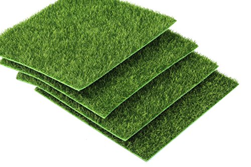 I-MART 15,2 x 15,2 cm, künstliches Gras für Puppenhaus-Miniatur-Garten, künstliches Gras zum Basteln, Dekoration, Mini-Haus-Sum-Rasen-Ornamente (4 Stück) von I-MART