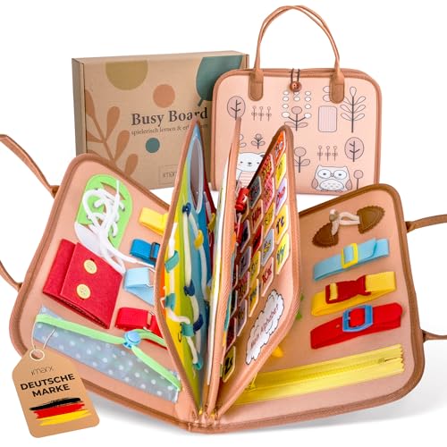 I-marx Montessori Busy Board – Motorikspielzeug ab 1 Jahr, Activity Board für Kleinkinder, faltbar & tragbar, ideales Reisespielzeug für unterwegs, fördert Motorik & Kreativität, Geschenkidee I-marx Montessori Busy Board – Motorikspielzeug ab 1 Jahr, Activity Board für Kleinkinder, faltbar & tragbar, ideales Reisespielzeug für unterwegs, fördert Motorik & Kreativität, Geschenkidee von I-marx