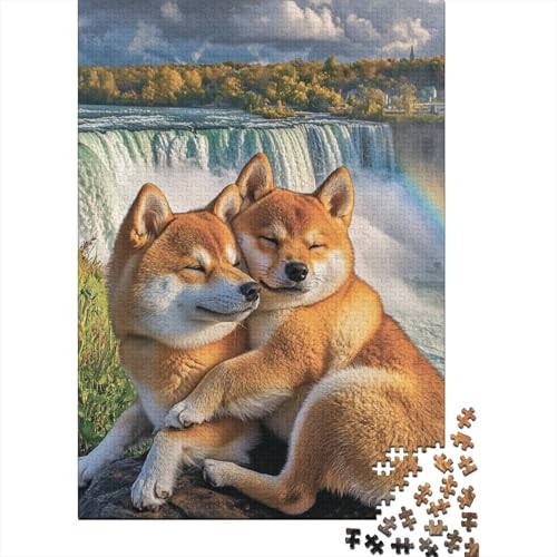 Akita-Hund Puzzle 1000 Teile Schwer Puzzle Spielzeug Lernspiel Impossible Herausforderungsspielzeug Für Erwachsene Kinder 1000pcs (75x50cm) von IAEXFGHJZ