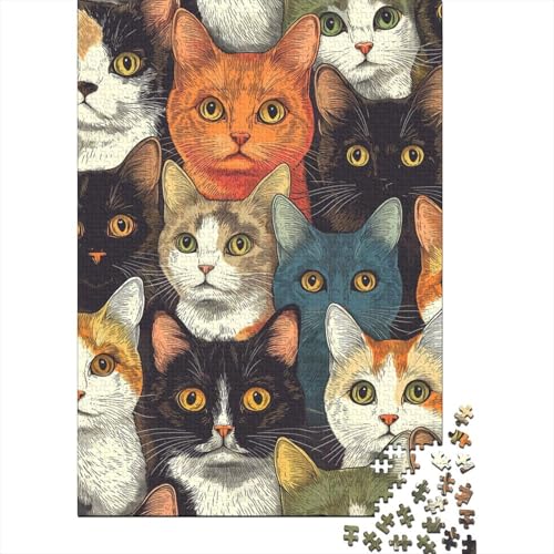 Cute Katze Puzzle 1000 Teile Schwer Puzzle Spielzeug Pädagogisches Spiel Impossible Herausforderung Spielzeug Für Erwachsene Und Kinder Ab 12 Jahren 1000pcs (75x50cm) von IAEXFGHJZ