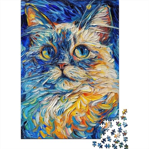 Cute Katze Puzzle 1000 Teile Schwer Puzzle Spielzeug Pädagogisches Spiel Impossible Herausforderungsspielzeug Für Erwachsene Kinder 1000pcs (75x50cm) von IAEXFGHJZ