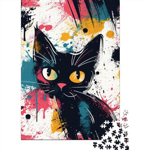 Cute Katze Puzzles 1000 Teile Schwer Puzzle Spielzeug Lernspiel Impossible Herausforderungsspielzeug Für Erwachsene Kinder 1000pcs (75x50cm) von IAEXFGHJZ