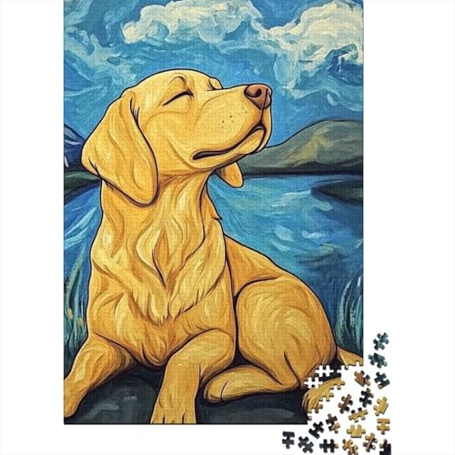 Golden Retriever Puzzle 1000-teilige Schwer Puzzle Spielzeug Pädagogisches Spiel Impossible Herausforderungsspielzeug Für Erwachsene Kinder 1000pcs (75x50cm) von IAEXFGHJZ