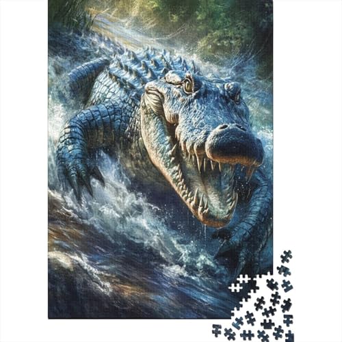 Krokodil Puzzle 1000 Teile Schwer Puzzle Spielzeug Lernspiel Impossible Herausforderungsspielzeug Für Erwachsene Kinder 1000pcs (75x50cm) von IAEXFGHJZ