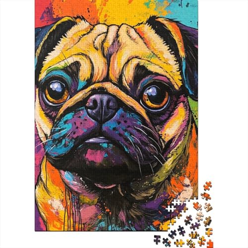 Pug Puzzle 1000 Teile Schwer Puzzle Spielzeug Lernspiel Impossible Herausforderungsspielzeug Für Erwachsene Und Kinder in Bewährter 1000pcs (75x50cm) von IAEXFGHJZ