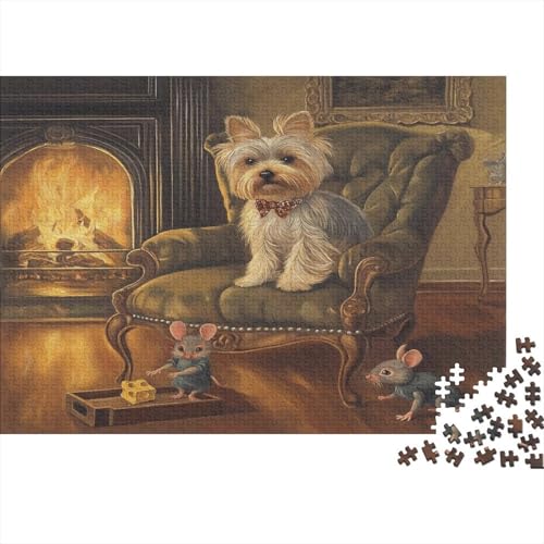 Yorkshire Terrier Puzzle 1000 Teile Puzzles Für Erwachsene Lernspiel Herausforderungsspielzeug 1000-teilige Puzzlespiel Für Erwachsene Kinder Puzzel 1000pcs (75x50cm) von IAEXFGHJZ