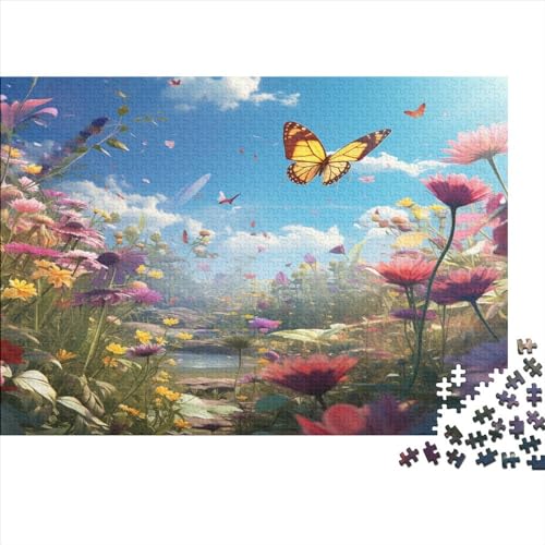 Schmetterlinge und Blumen 1000 Piezas Libellen para Adultos Puzzle Juego De Rompecabezas Educational Game Regalo De Navidad Y Cumpleaños Decoración Stress Relief Toy 1000pcs (75x50cm) von IAIODFSAN