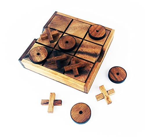 Tic Tac Toe Holz Klassisches Spiel 5,5 x 5,5 Zoll Reise Brett Spielzeug für Kinder und Erwachsene Home Decor Zimmer Geschenkset Kaffeepause Familienzeit von IAMSIAMZ