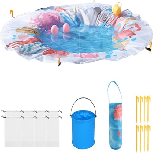 IAOPNOWB Strandpfützenpool, 2-in-1-Kinderpool und Stranddecke, Anti-Sand-Wasserspiel, Sommerspielzeug für Mädchen und Kinder(2m) von IAOPNOWB