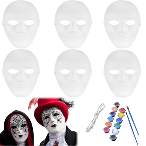 IATAHI Maske Weiß,6pcs DIY Weiße Papier Maske,Theathermaske zum Bemalen,Maskerade Masken,Überstreichbare Papiermasken,für Karneval,Cosplay,Halloween Party IATAHI Maske Weiß,6pcs DIY Weiße Papier Maske,Theathermaske zum Bemalen,Maskerade Masken,Überstreichbare Papiermasken,für Karneval,Cosplay,Halloween Party von IATAHI