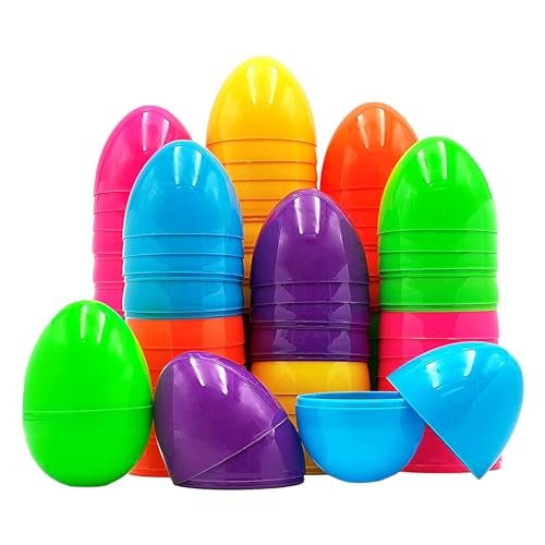 IAZE Leere Ostereier, 50 Stück Farbige, Befüllbare Eier, Leuchtende Künstliche Eier Für Kinder, Verschiedene Plastikeier, Realistisches Eierschalenspielzeug Für Ostereier, Part von IAZE