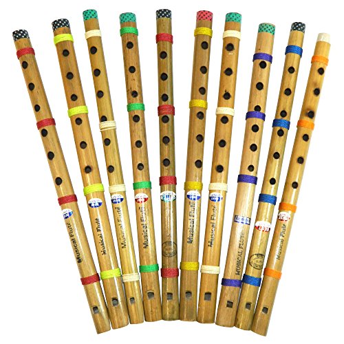 Flöten 10er Pack indische Bambusflöte Blockflöte Musikinstrument Blasinstrument von IB