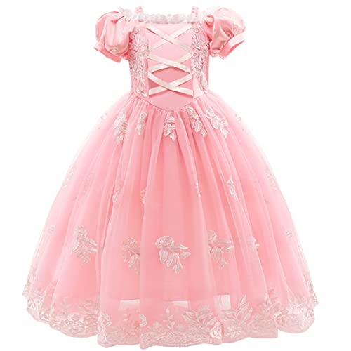 Cinderella Rapunzel Kostüm für Kinder, Mädchen, elegant, schulterfrei, Prinzessin, Geburtstag, Karneval, Weihnachten, Halloween, Hochzeit, Spitze, Tüll, langes Kleid, Hellrosa, 4–5 Jahre Cinderella Rapunzel Kostüm für Kinder, Mädchen, elegant, schulterfrei, Prinzessin, Geburtstag, Karneval, Weihnachten, Halloween, Hochzeit, Spitze, Tüll, langes Kleid, Hellrosa, 4–5 Jahre von IBAKOM