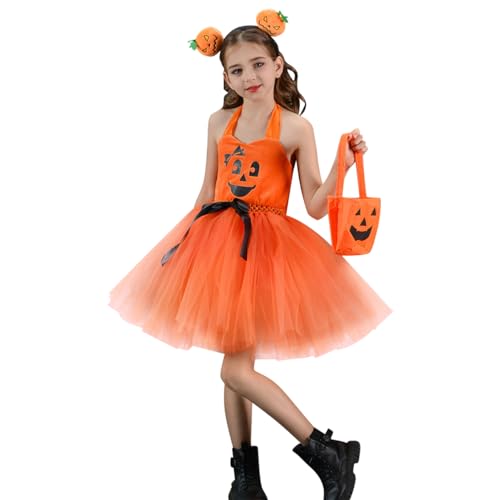 IBAKOM 3tlg Halloween Kürbis Kostüm Kleid*1 + Stirnband*1 + Handtasche*1 Mädchen Kürbis Karnevals-Kostüme Pumpkin Costume Für Pumpkin Halloween Cosplay Karneval Geburtstagsparty orange 4-5Jahre IBAKOM 3tlg Halloween Kürbis Kostüm Kleid*1 + Stirnband*1 + Handtasche*1 Mädchen Kürbis Karnevals-Kostüme Pumpkin Costume Für Pumpkin Halloween Cosplay Karneval Geburtstagsparty orange 4-5Jahre von IBAKOM