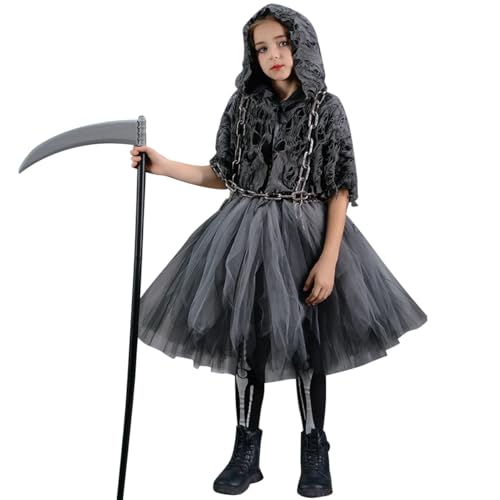 IBAKOM 5tlg Sensenmann Mädchen Kostüm Halloween Kostüm Sensenfrau Kleid*1 + Umhang*1 + Kette*1 + Sense*1 + Skelettstrümpfe*1 Für Dress Up Party Geburtstagsparty Karneval Mottoparty schwarz 10-12Jahre IBAKOM 5tlg Sensenmann Mädchen Kostüm Halloween Kostüm Sensenfrau Kleid*1 + Umhang*1 + Kette*1 + Sense*1 + Skelettstrümpfe*1 Für Dress Up Party Geburtstagsparty Karneval Mottoparty schwarz 10-12Jahre von IBAKOM