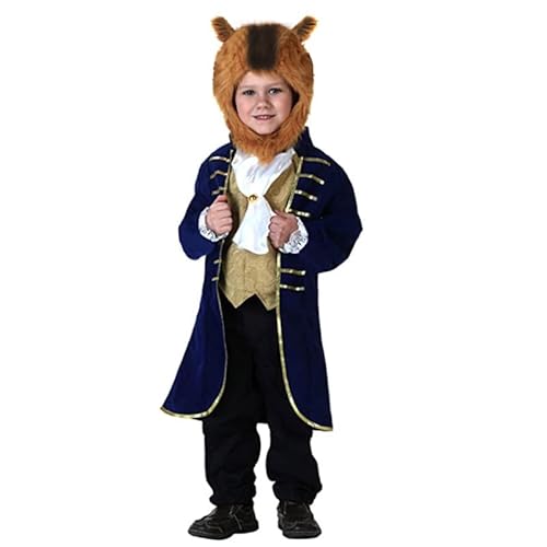 IBAKOM Kinder Jungen Kostüm Schönheit und das Biest Prinz Charming King Cosplay Kostüme Karneval Halloween Langarm Jacke Hosen Anzüge Sets Marineblau 7-9 Jahre von IBAKOM