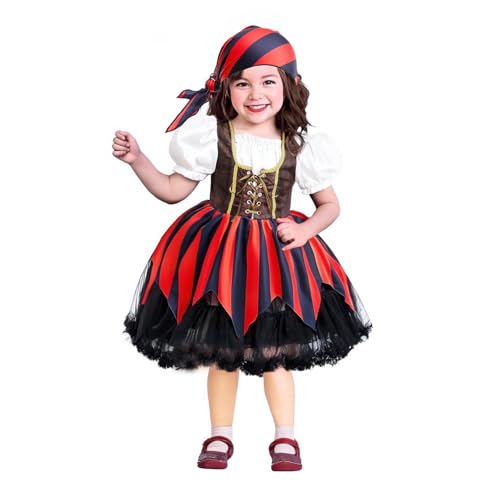 IBAKOM Piratenkostüm Halloween für Kinder 3-9-Jahre: 2 Stück Kinderkostüm Piratenkleid + Kopftuch - Mädchen Faschingskostüme für Karneval Cosplay Party 7-8 Jahre IBAKOM Piratenkostüm Halloween für Kinder 3-9-Jahre: 2 Stück Kinderkostüm Piratenkleid + Kopftuch - Mädchen Faschingskostüme für Karneval Cosplay Party 7-8 Jahre von IBAKOM
