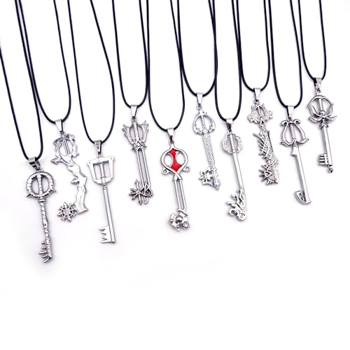 IBENTO Kingdom Hearts Halskette Schlüssel Form Sora Keyblade Anhänger Halskette Cosplay Zubehör 10pcs Geschenk Für Kingdom Hearts Fans von IBENTO