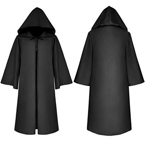 IBLUELOVER Kostüm Damen Kinder Herren Geister Umhang Hexe Witwe Tod Phantom Sensenmann Halloween Zubehör Krieger Schwarz Cool Cosplay Kleidung Teufel Gevatter Mottoparty Länge Cape mit Kapuze Robe von IBLUELOVER