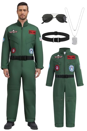 IBQ Kampfpilotenkostüm für Erwachsene, Herren, Luftwaffe, Fluganzug, grüner Overall, Flieger, Cosplay, Halloween, Rollenspiel, Grün , XXL IBQ Kampfpilotenkostüm für Erwachsene, Herren, Luftwaffe, Fluganzug, grüner Overall, Flieger, Cosplay, Halloween, Rollenspiel, Grün , XXL von IBQ