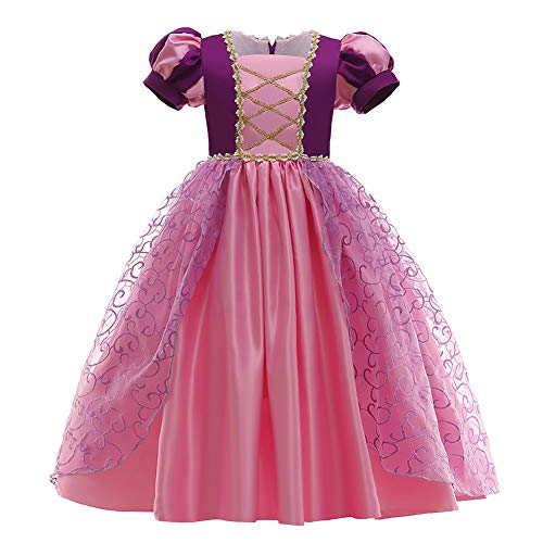 IBTOM CASTLE Neue Prinzessin Rapunzel Kleid Kostüm Mädchen Tüll Lang Kleid Kinder Verkleidung Halloween Cosplay Party Festlich Karneval Weihnachten Geburtstag Geschenk Dunkelviolett 3-4 Jahre von IBTOM CASTLE
