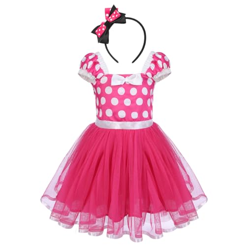 IBTOM CASTLE Säuglings Kleinkind Baby Mädchen Kinder Prinzessin Kostüm Minnie Polka Dots Tutu Kleid Bekleidungsset Geburtstag Festzug Karneval Fasching Cosplay Ballettkeider Heißes Rosa 12-18 Monate von IBTOM CASTLE