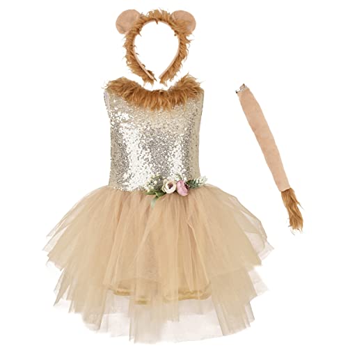 Kinder Baby Mädchen Tier Kostüme Dschungel Tiger/Leopard/Kühe/Zebra/Giraffe Dress Up Cosplay Tutu+Stirnband+Schwanz 3 Stück Weihnachten Halloween Karneval Geburtstag Partykleid Gold Löwe 8 Jahre Kinder Baby Mädchen Tier Kostüme Dschungel Tiger/Leopard/Kühe/Zebra/Giraffe Dress Up Cosplay Tutu+Stirnband+Schwanz 3 Stück Weihnachten Halloween Karneval Geburtstag Partykleid Gold Löwe 8 Jahre von IBTOM CASTLE