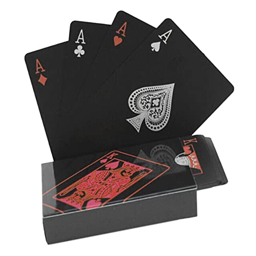 IBUGER Schwarze Spielkarten - Coole Brettspielkarten mit geprägtem Muster,Neuartige Pokerspiel-Tools für Familienspielpartys, Zauberrequisiten von IBUGER