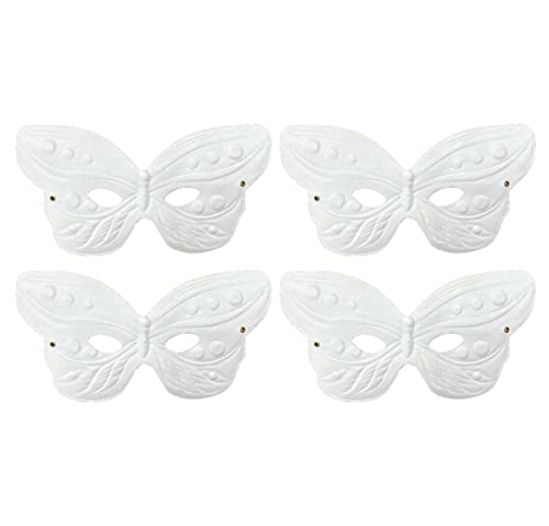 ICE TOYS 4 weiße Masken Schmetterlinge Form für Karneval Halloween Party Veranstaltungen für Schule DIY (Form 4) von ICE TOYS